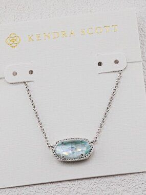 Kendra Scott Oval Light Blue Glass Shell Necklace
